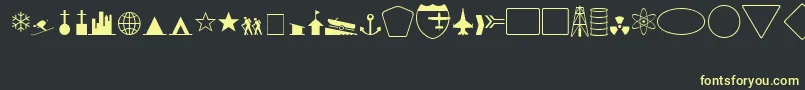 フォントGeosymb – 黒い背景に黄色の文字