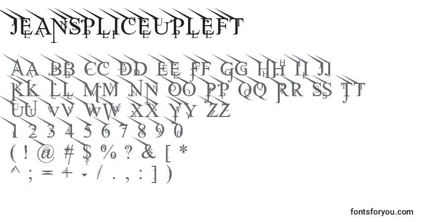 Schriftart JeanSpliceUpleft – Alphabet, Zahlen, spezielle Symbole