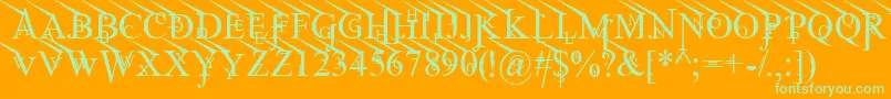 JeanSpliceUpleft-Schriftart – Grüne Schriften auf orangefarbenem Hintergrund