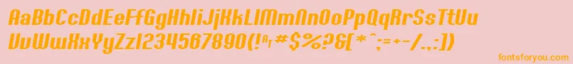 SfWillametteExtendedItalic-Schriftart – Orangefarbene Schriften auf rosa Hintergrund