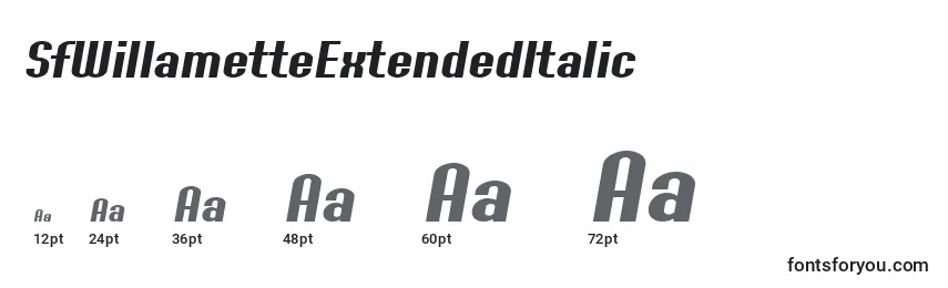 Размеры шрифта SfWillametteExtendedItalic