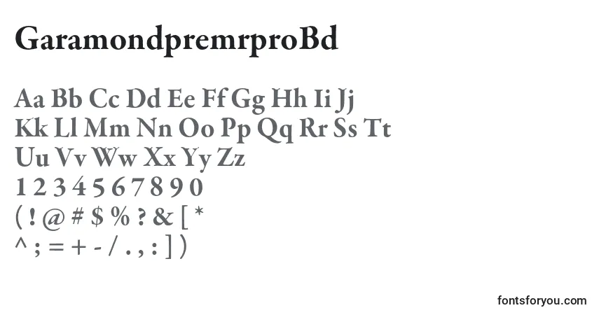 Шрифт GaramondpremrproBd – алфавит, цифры, специальные символы