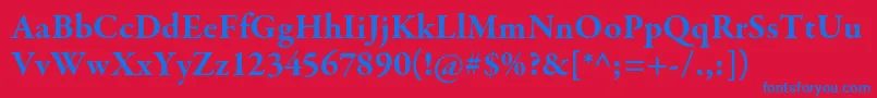 GaramondpremrproBd-Schriftart – Blaue Schriften auf rotem Hintergrund