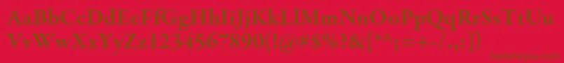 GaramondpremrproBd-Schriftart – Braune Schriften auf rotem Hintergrund