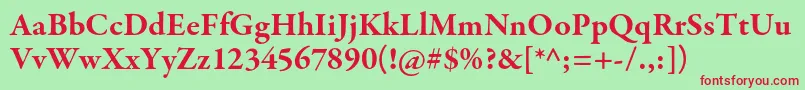 フォントGaramondpremrproBd – 赤い文字の緑の背景