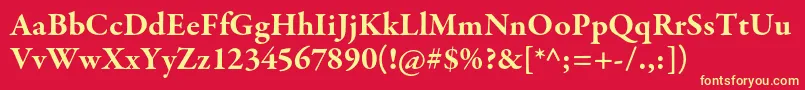 GaramondpremrproBd-Schriftart – Gelbe Schriften auf rotem Hintergrund