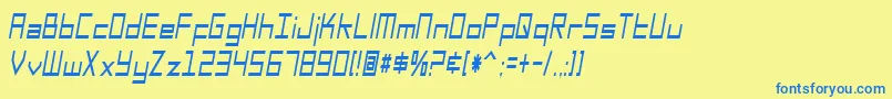 SfSquareHeadCondensedItalic Font – Blue Fonts on Yellow Background