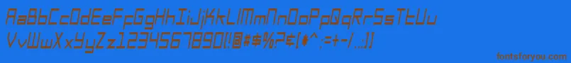 SfSquareHeadCondensedItalic Font – Brown Fonts on Blue Background
