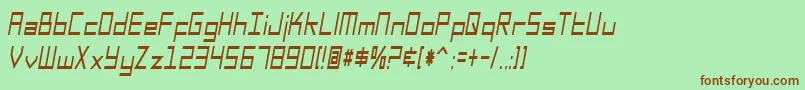SfSquareHeadCondensedItalic-fontti – ruskeat fontit vihreällä taustalla