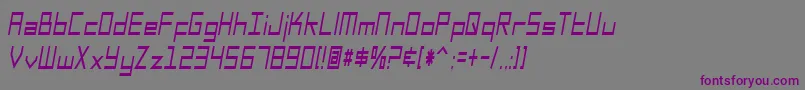 フォントSfSquareHeadCondensedItalic – 紫色のフォント、灰色の背景