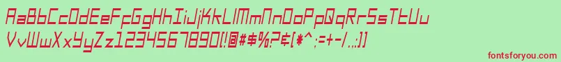 SfSquareHeadCondensedItalic-Schriftart – Rote Schriften auf grünem Hintergrund