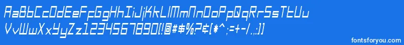 フォントSfSquareHeadCondensedItalic – 青い背景に白い文字