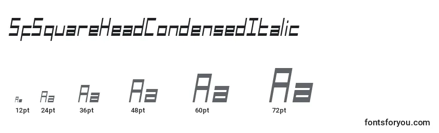 Größen der Schriftart SfSquareHeadCondensedItalic