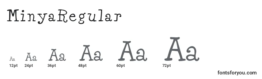 Размеры шрифта MinyaRegular