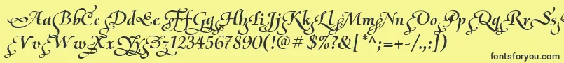 Czcionka OliettaScriptPoesiaBolditalic – czarne czcionki na żółtym tle