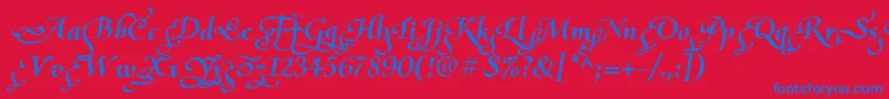 OliettaScriptPoesiaBolditalic Font – Blue Fonts on Red Background