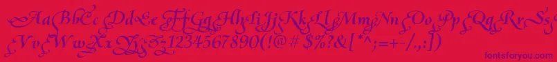 Czcionka OliettaScriptPoesiaBolditalic – fioletowe czcionki na czerwonym tle