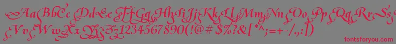 OliettaScriptPoesiaBolditalic Font – Red Fonts on Gray Background