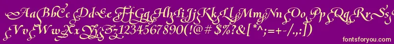 OliettaScriptPoesiaBolditalic Font – Yellow Fonts on Purple Background