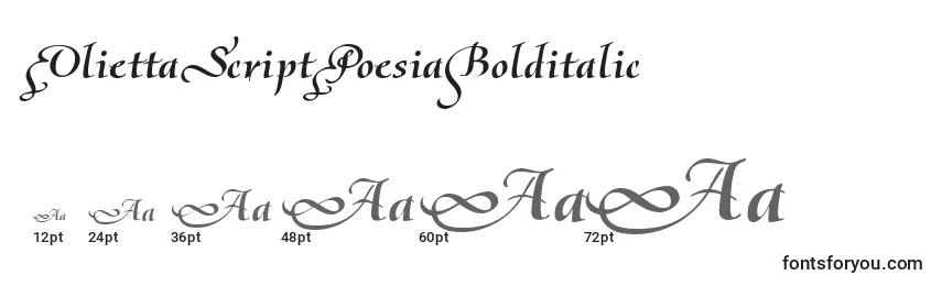 OliettaScriptPoesiaBolditalic Font Sizes