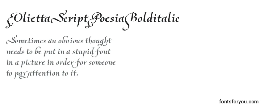 Review of the OliettaScriptPoesiaBolditalic Font
