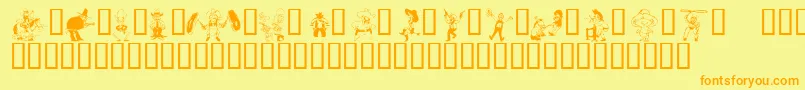 Fonte KrWildWest – fontes laranjas em um fundo amarelo