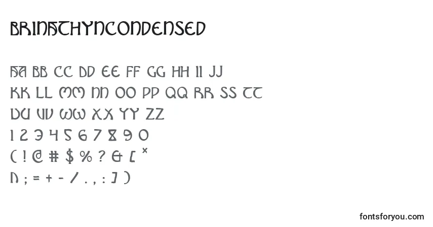 A fonte BrinAthynCondensed – alfabeto, números, caracteres especiais