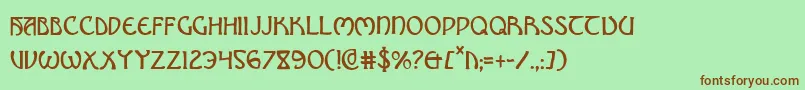 フォントBrinAthynCondensed – 緑の背景に茶色のフォント