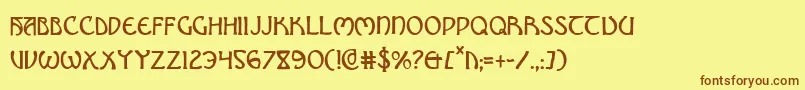 フォントBrinAthynCondensed – 茶色の文字が黄色の背景にあります。
