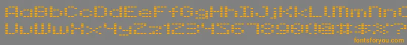 フォントDot28 – オレンジの文字は灰色の背景にあります。