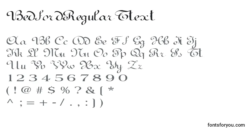 BedfordRegularTtext-fontti – aakkoset, numerot, erikoismerkit