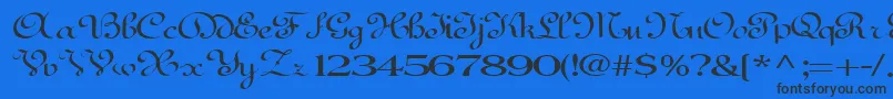 Czcionka BedfordRegularTtext – czarne czcionki na niebieskim tle
