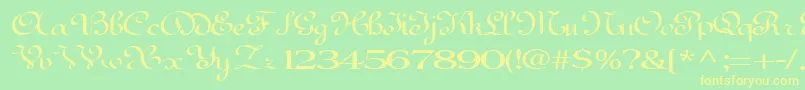 フォントBedfordRegularTtext – 黄色の文字が緑の背景にあります