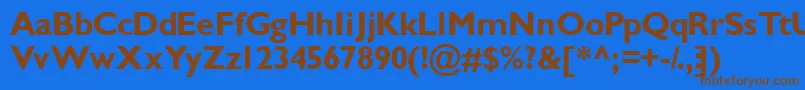 フォントGimletsskBold – 茶色の文字が青い背景にあります。