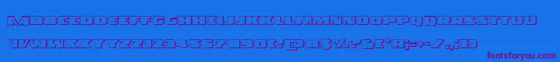 Policecruiser3D-Schriftart – Violette Schriften auf blauem Hintergrund