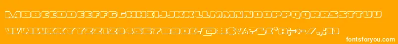 Policecruiser3D-Schriftart – Weiße Schriften auf orangefarbenem Hintergrund