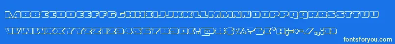 Policecruiser3D-Schriftart – Gelbe Schriften auf blauem Hintergrund