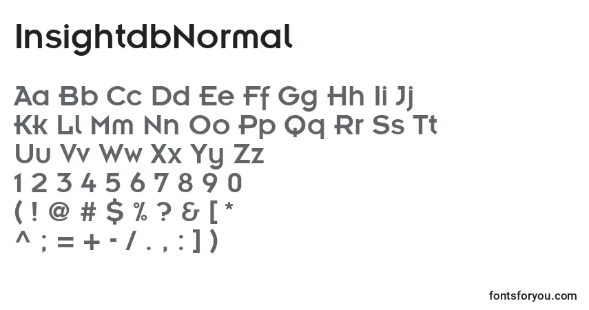 Шрифт InsightdbNormal – алфавит, цифры, специальные символы