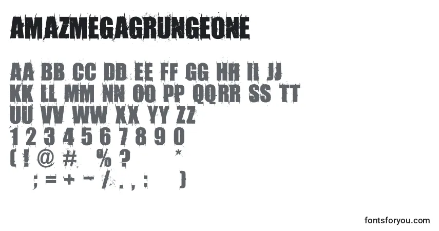 A fonte Amazmegagrungeone – alfabeto, números, caracteres especiais