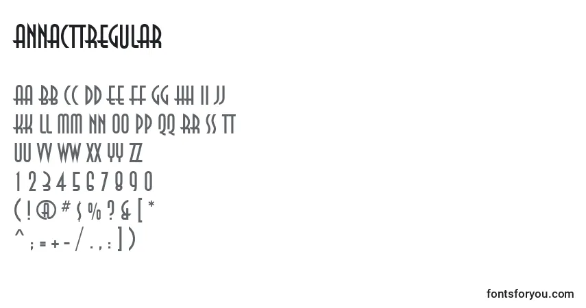 Schriftart AnnacttRegular – Alphabet, Zahlen, spezielle Symbole