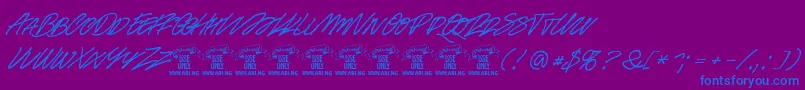 Шрифт Racefeverpenpersonal – синие шрифты на фиолетовом фоне