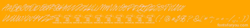 Racefeverpenpersonal-Schriftart – Rosa Schriften auf orangefarbenem Hintergrund