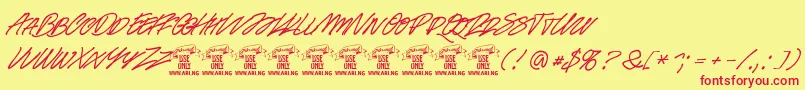 Racefeverpenpersonal Font – Red Fonts on Yellow Background