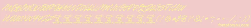 Racefeverpenpersonal-Schriftart – Gelbe Schriften auf rosa Hintergrund