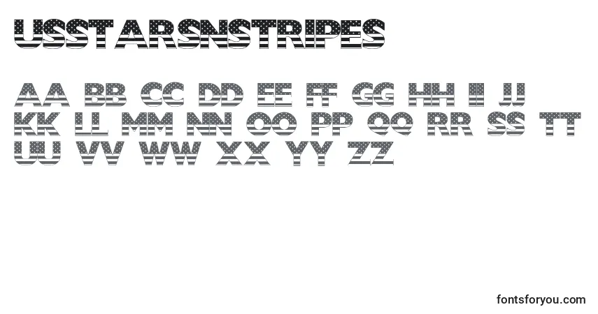Шрифт Usstarsnstripes – алфавит, цифры, специальные символы