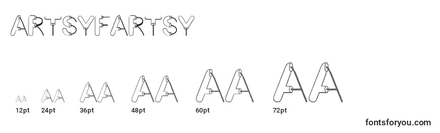 Размеры шрифта ArtsyFartsy