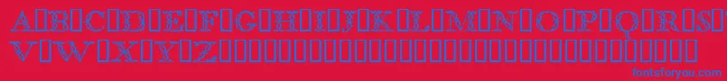 BodoniclassicFloralinitials-fontti – siniset fontit punaisella taustalla