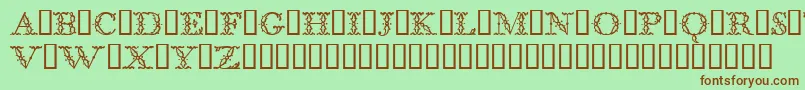 BodoniclassicFloralinitials-fontti – ruskeat fontit vihreällä taustalla