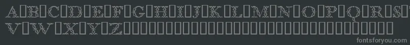 BodoniclassicFloralinitials-fontti – harmaat kirjasimet mustalla taustalla
