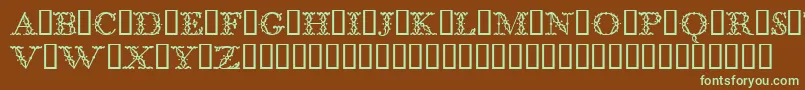 BodoniclassicFloralinitials-fontti – vihreät fontit ruskealla taustalla